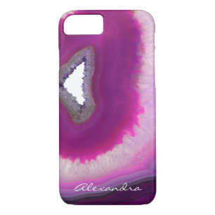 Monogrammed Purple Agate Geode Gemstone iPhone 8/7 Case