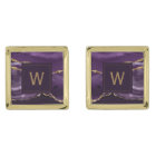 Monogrammed Purple Agate Gold Square
