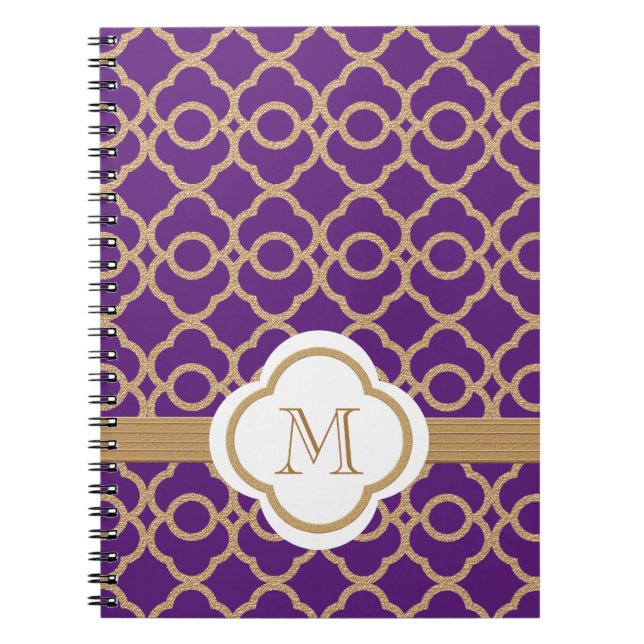 Monogrammed Purple and Gold Moroccan Notebook (Front)