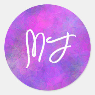 Monogrammed Purple and Pink Bokeh   Classic Round Sticker