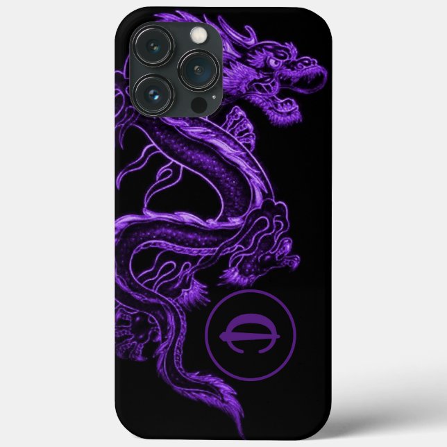 Monogrammed Purple Asian Dragon    Case-Mate iPhone Case (Back)