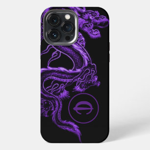 Monogrammed Purple Asian Dragon iPhone 13 Pro Max Case