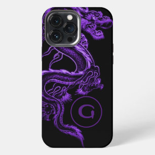 Monogrammed Purple Asian Dragon iPhone 13 Pro Max Case