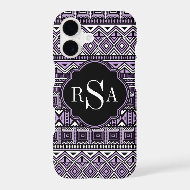 Monogrammed Purple Black Tribal Pattern (Back)