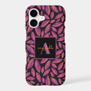 Monogrammed Purple Fall Leaves Pattern