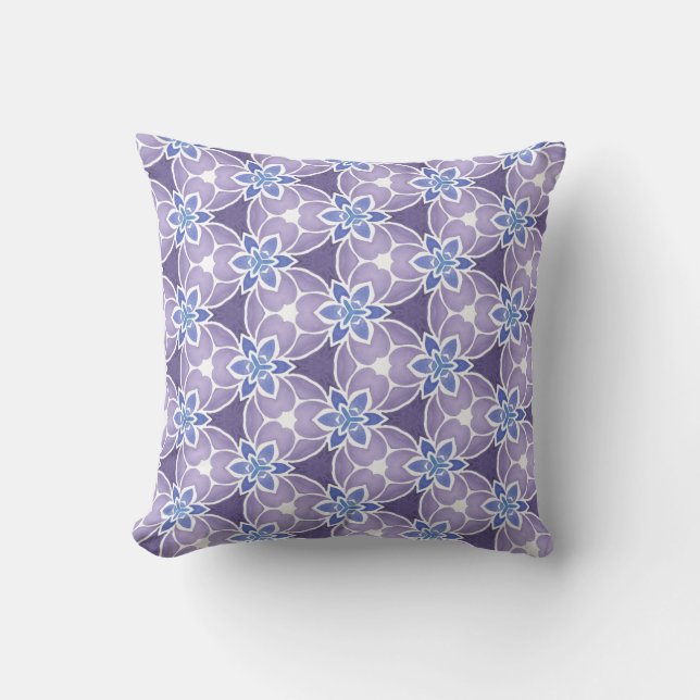 Monogrammed Purple Floral Watercolor Pattern  Cushion (Front)