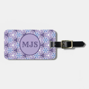 Monogrammed Purple Floral Watercolor Pattern Luggage Tag