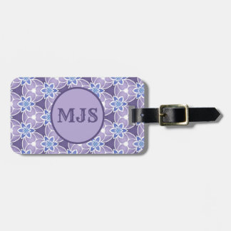 Monogrammed Purple Floral Watercolor Pattern Luggage Tag