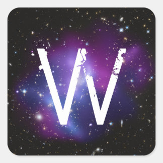 Monogrammed Purple Galaxy Cluster Square Sticker