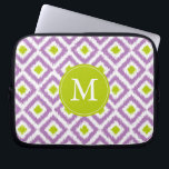 Monogrammed Purple Green Diamond Ikat Pattern Laptop Sleeve<br><div class="desc">Stylish and chic design features a colourful and trendy diamonds ikat pattern and can be personalised with your monogram,  initial,  name,  or any text of your choice for a perfect custom gift!</div>