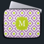 Monogrammed Purple Green Diamond Ikat Pattern Laptop Sleeve<br><div class="desc">Stylish and chic design features a colourful and trendy diamonds ikat pattern and can be personalised with your monogram,  initial,  name,  or any text of your choice for a perfect custom gift!</div>