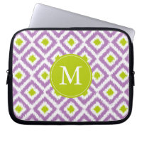 Monogrammed Purple Green Diamond Ikat Pattern