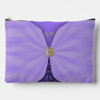 Monogrammed Purple Jewel Textile Illusion Accessory Pouch