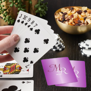 Monogrammed Purple Playing Cards