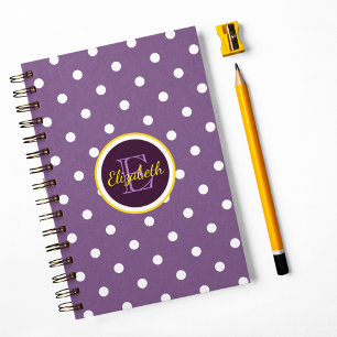 Monogrammed Purple Polka Dots Notebook