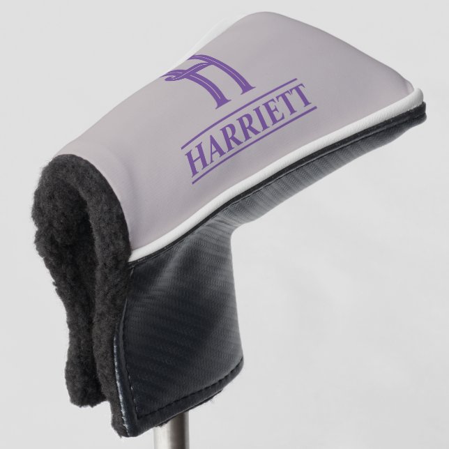 Monogrammed Purple Putter Head Cover (3/4 Front)