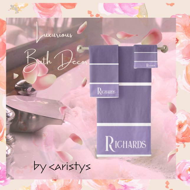 Monogrammed Purple Shades with White Bath Towel Set (Creator Uploaded)