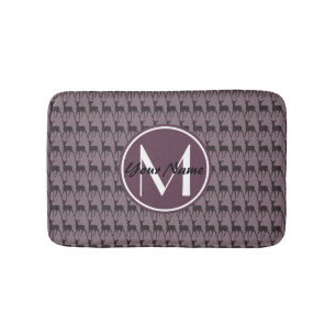 Monogrammed Purple Violet Deer Personalised N2 Bath Mat