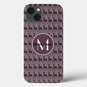 Monogrammed Purple Violet Deer Personalised N2 iPhone 13 Case