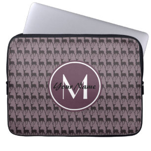 Monogrammed Purple Violet Deer Personalised N2 Laptop Sleeve