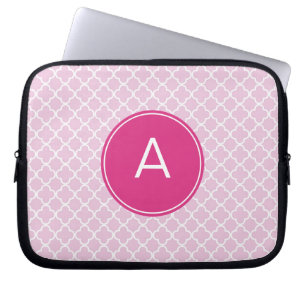 Monogrammed Quatrefoil Pattern Laptop Sleeve