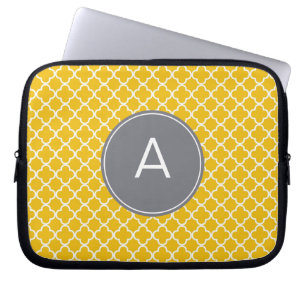 Monogrammed Quatrefoil Pattern Laptop Sleeve
