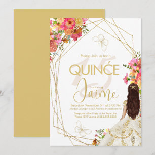 Monogrammed Quince Florals Garden Spanish Invitation