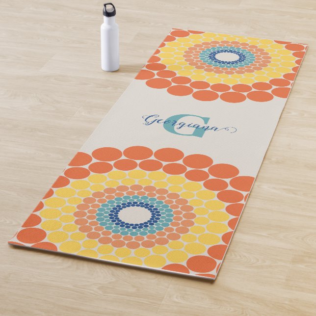 Monogrammed Radiant Aegean Summer Dot Mandala Yoga Mat (In Situ)