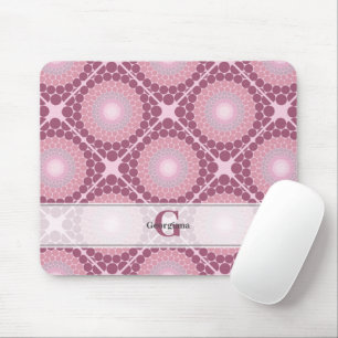 Monogrammed Radiant Dusky Rose Dot Mandala Tiled Mouse Mat