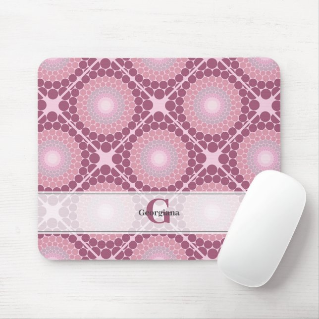 Monogrammed Radiant Dusky Rose Dot Mandala Tiled Mouse Mat (With Mouse)