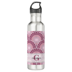Monogrammed Radiant Pinks Dusky Rose Dot Mandala 710 Ml Water Bottle