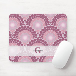 Monogrammed Radiant Pinks Dusky Rose Dot Mandala Mouse Mat
