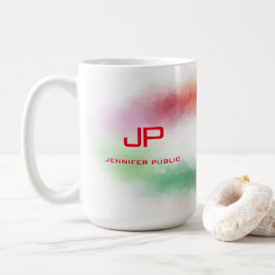 Monogrammed Rainbow Colours Colourful Abstract Coffee Mug