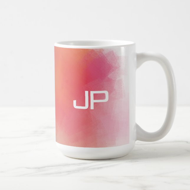 Monogrammed Rainbow Colours Colourful Abstract Coffee Mug (Right)