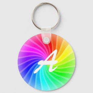Monogrammed Rainbow Twirl Key Ring