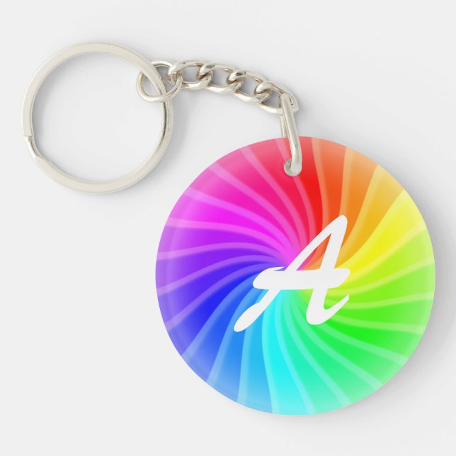 Monogrammed Rainbow Twirl Key Ring (Front)