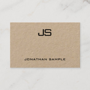 Monogrammed Real Kraft Paper Modern Professional Business Card