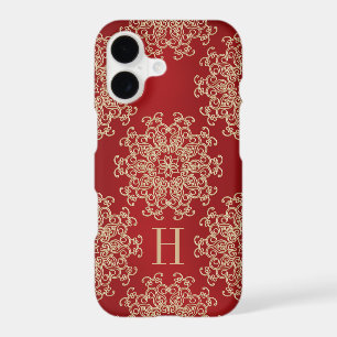 Monogrammed Red and Gold Exotic Medallion