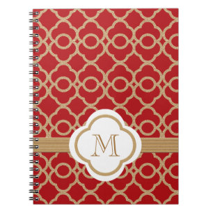 Monogrammed Red and Gold Moroccan Notebook