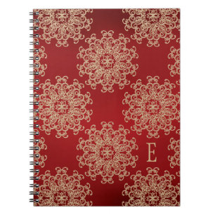 Monogrammed Red and Gold Notebook Journal
