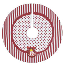 Monogrammed Red and White Christmas Tree Skirt