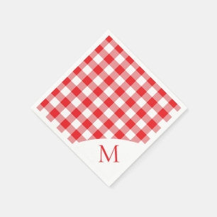 Monogrammed Red And White Gingham Napkin
