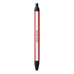 Monogrammed Red And White Stripes Black Ink Pen