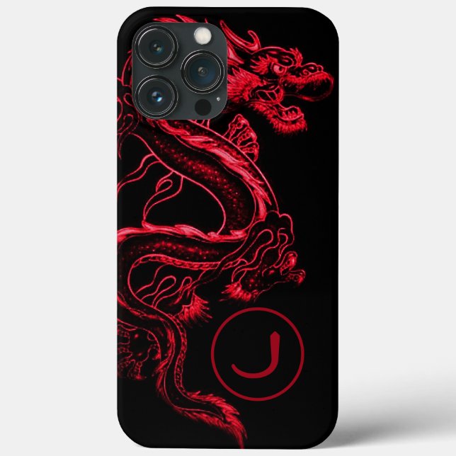 Monogrammed Red Asian Dragon   Case-Mate iPhone Case (Back)