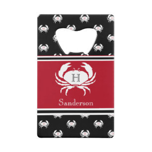 Monogrammed Red Black White Crab Nautical  Credit 
