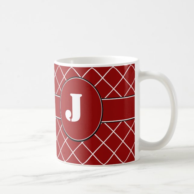 Monogrammed Red Diamond Coffee Mug (Right)