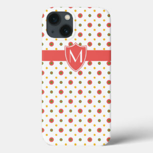 Monogrammed Red on White Polka Dots iPad Mini Case