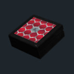 Monogrammed Red & Silver Geometric Pattern Gift Box<br><div class="desc">Cool red and silver geometric octagons pattern. Custom monogram.</div>