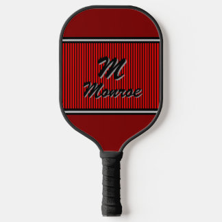 Monogrammed Red Striped Pickleball Paddle