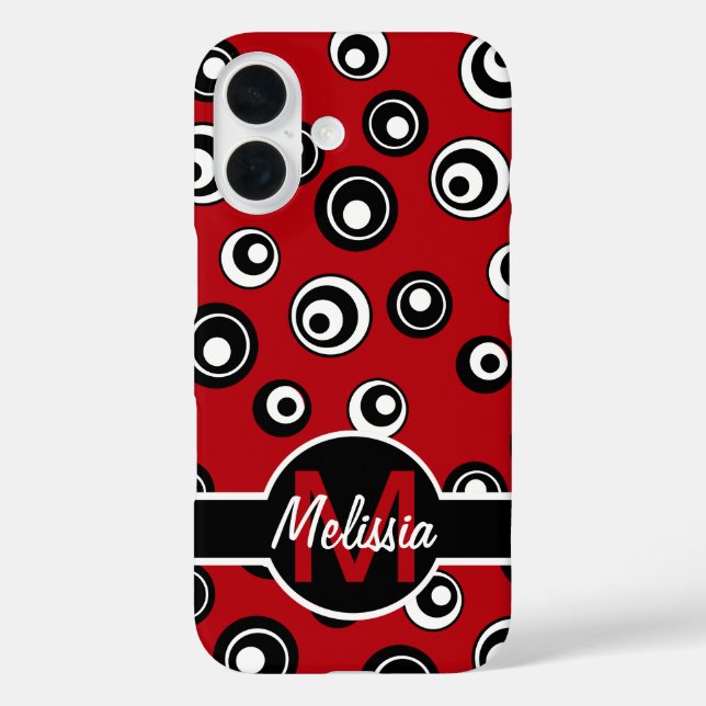 Monogrammed red,white black circle pattern Case-Mate iPhone case (Back)